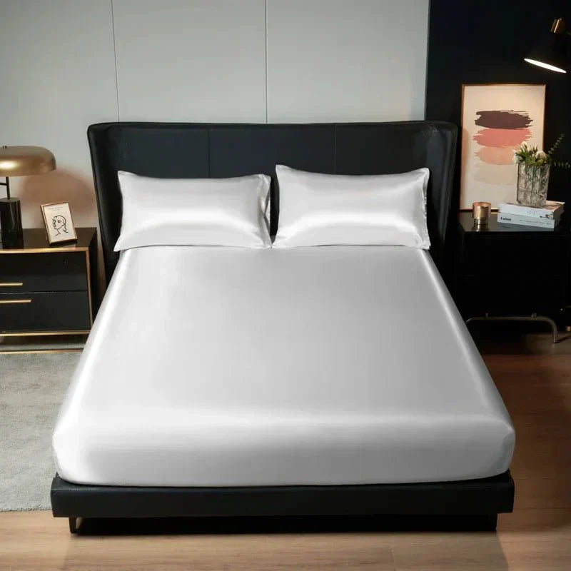 CalmSilk Cooling Ice-Silk Satin Fitted Sheet With Elastic Fit