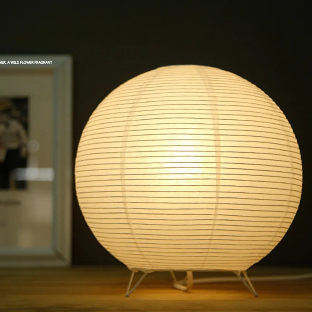 Rice Paper Table Lamp With Spherical Shade For Desks | Rosalyssa