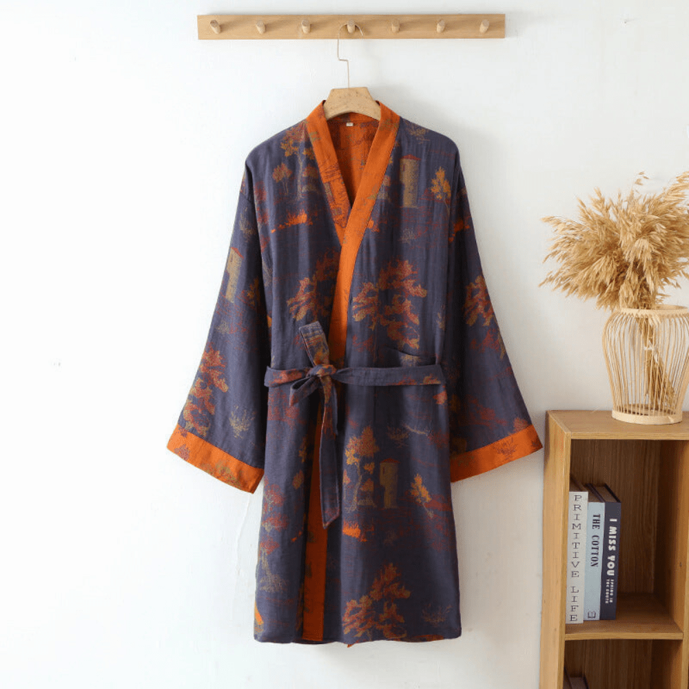Vintage Unisex Kimono Bathrobe Made From Cotton Gauze