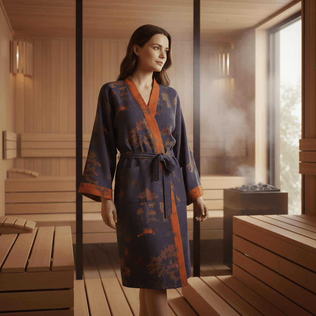 Vintage-unisex-kimono-kylpytakki puuvillagaasista