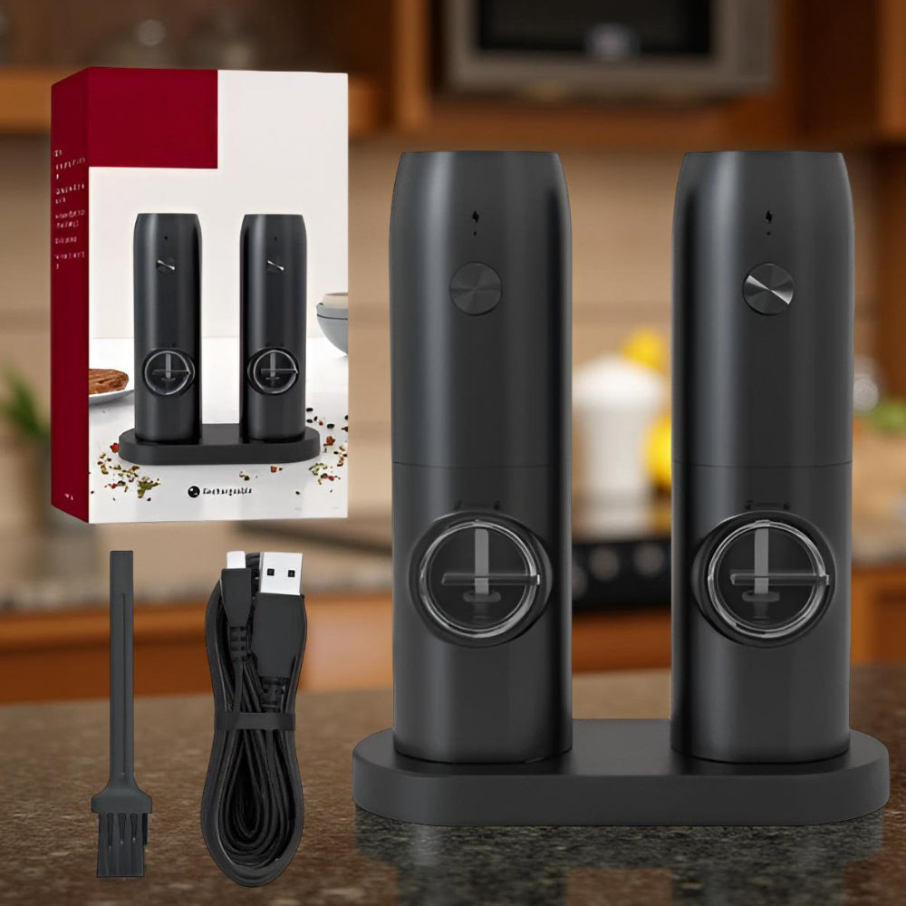 Electric Salt And Pepper Grinders Set With USB Rechargeable Base