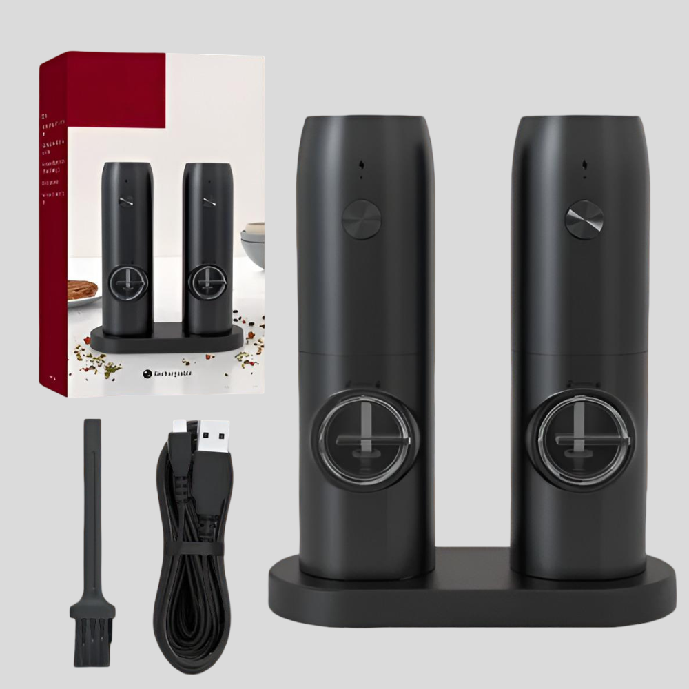 Electric Salt And Pepper Grinders Set With USB Rechargeable Base