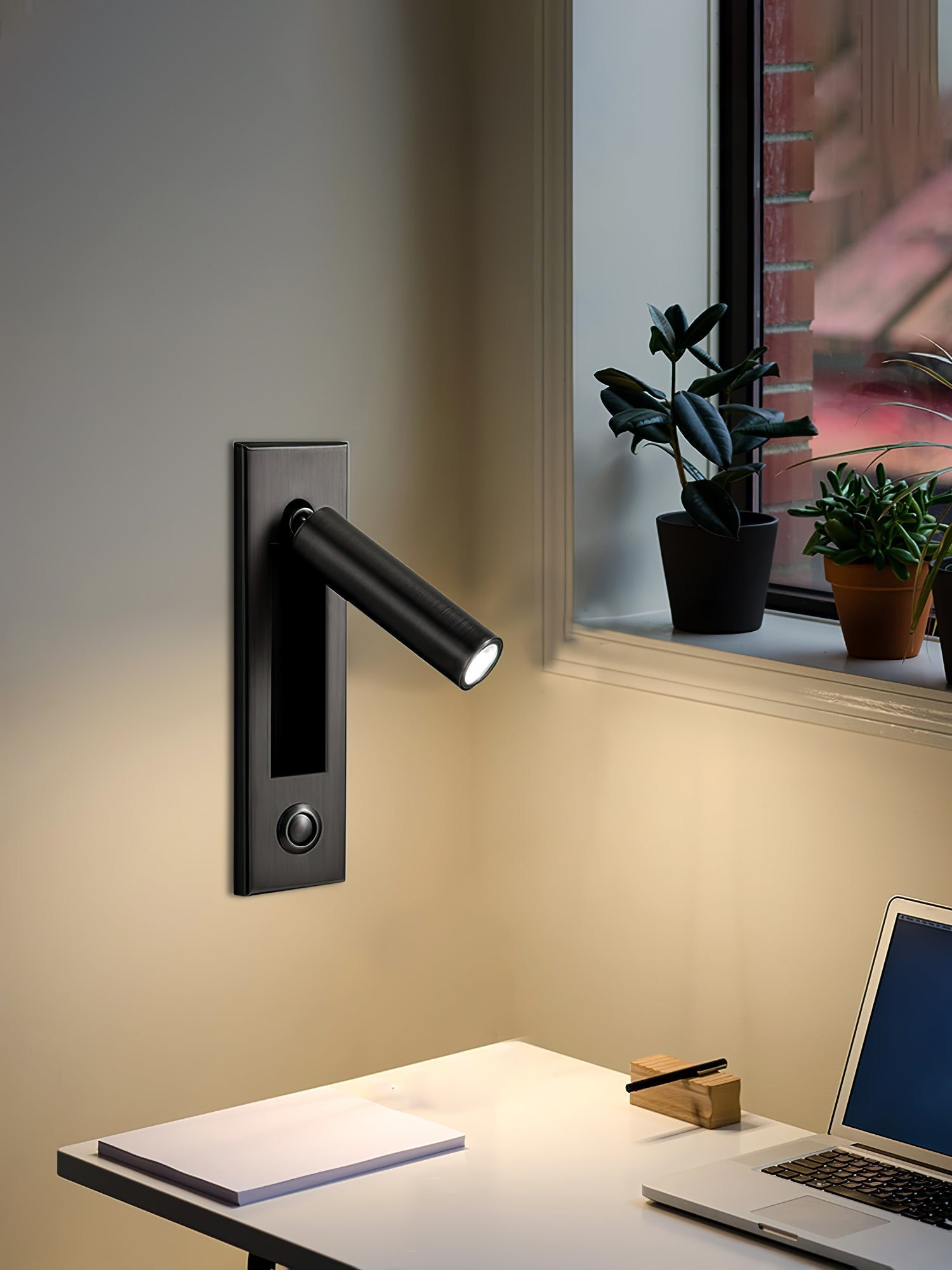 Slim Wall-Mounted Bedside Light With Built-In Table