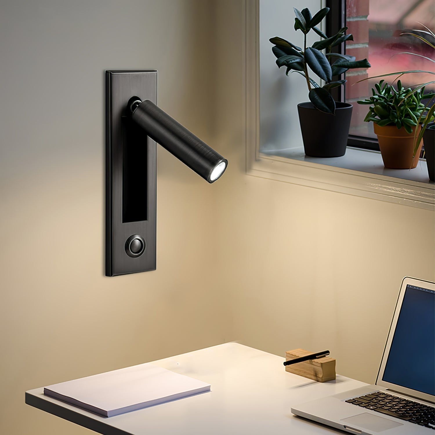Slim Wall-Mounted Bedside Light With Built-In Table