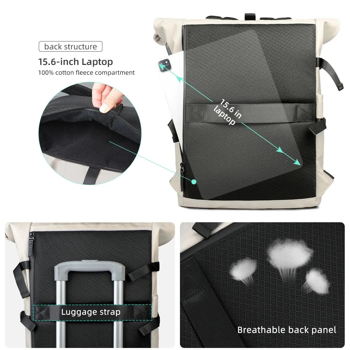 TrailMate rozšiřitelný batoh s rolovacím uzávěrem, přihrádkou na notebook a velkou kapacitou