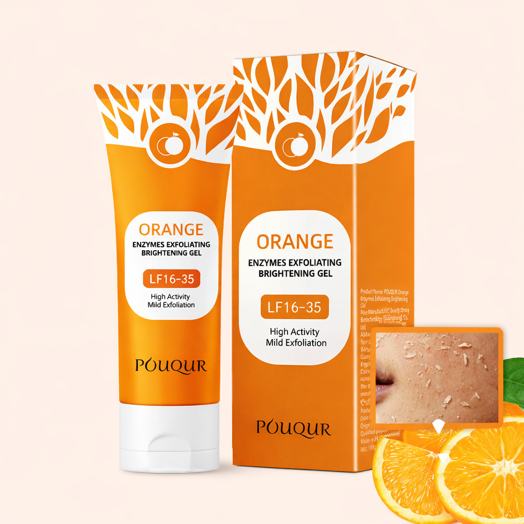 Oranssi kuoriva kirkastava geeli syväpuhdistukseen ja kosteutukseen
