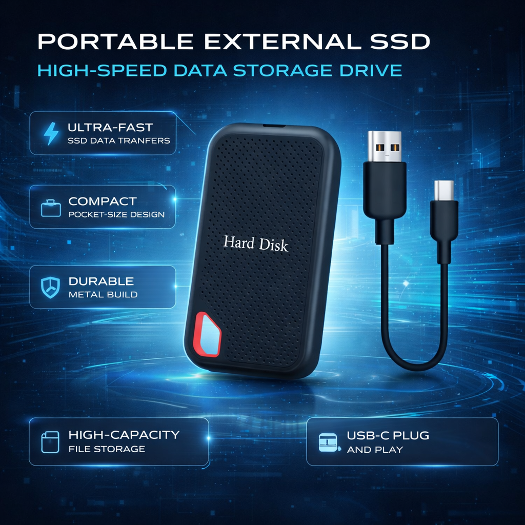 Compact USB-C Portable SSD for Quick Backup and Storage