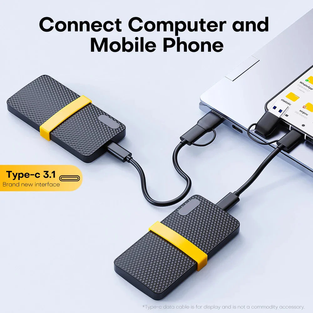 Compact Portable SSD Drive With USB 3.1 Type-C Storage