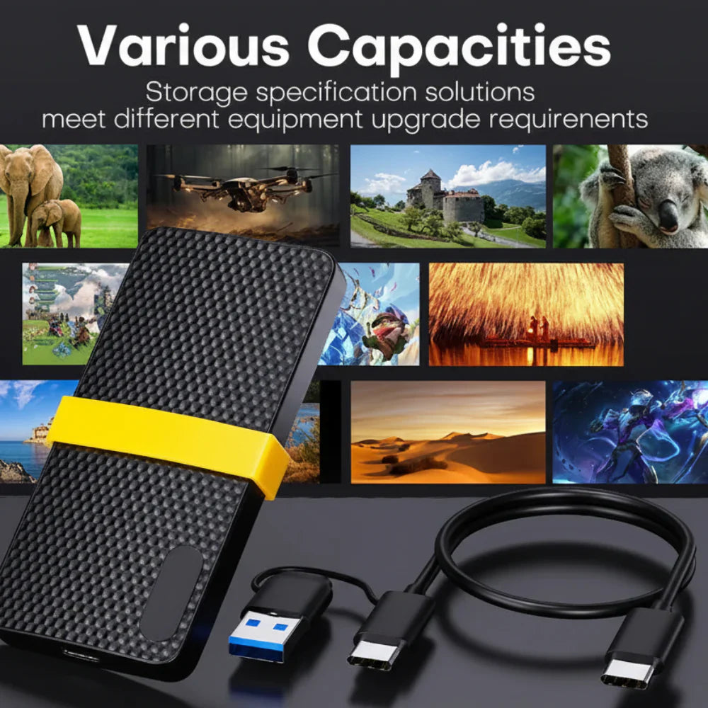 Compact Portable SSD Drive With USB 3.1 Type-C Storage