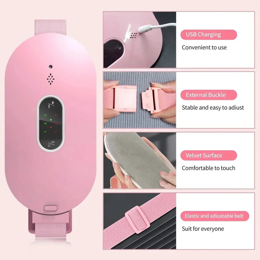 وسادة تدليك محمولة CalmiWave لتخفيف آلام الدورة الشهرية، حرارة واهتزاز الجرافين