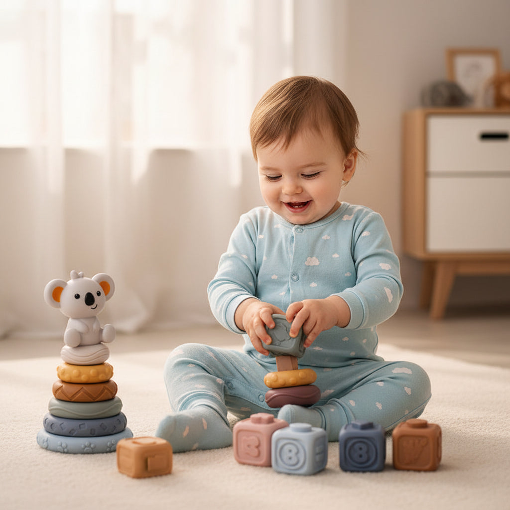 Soft Sensory Stacking Blocks With Teething Cubes For Babies