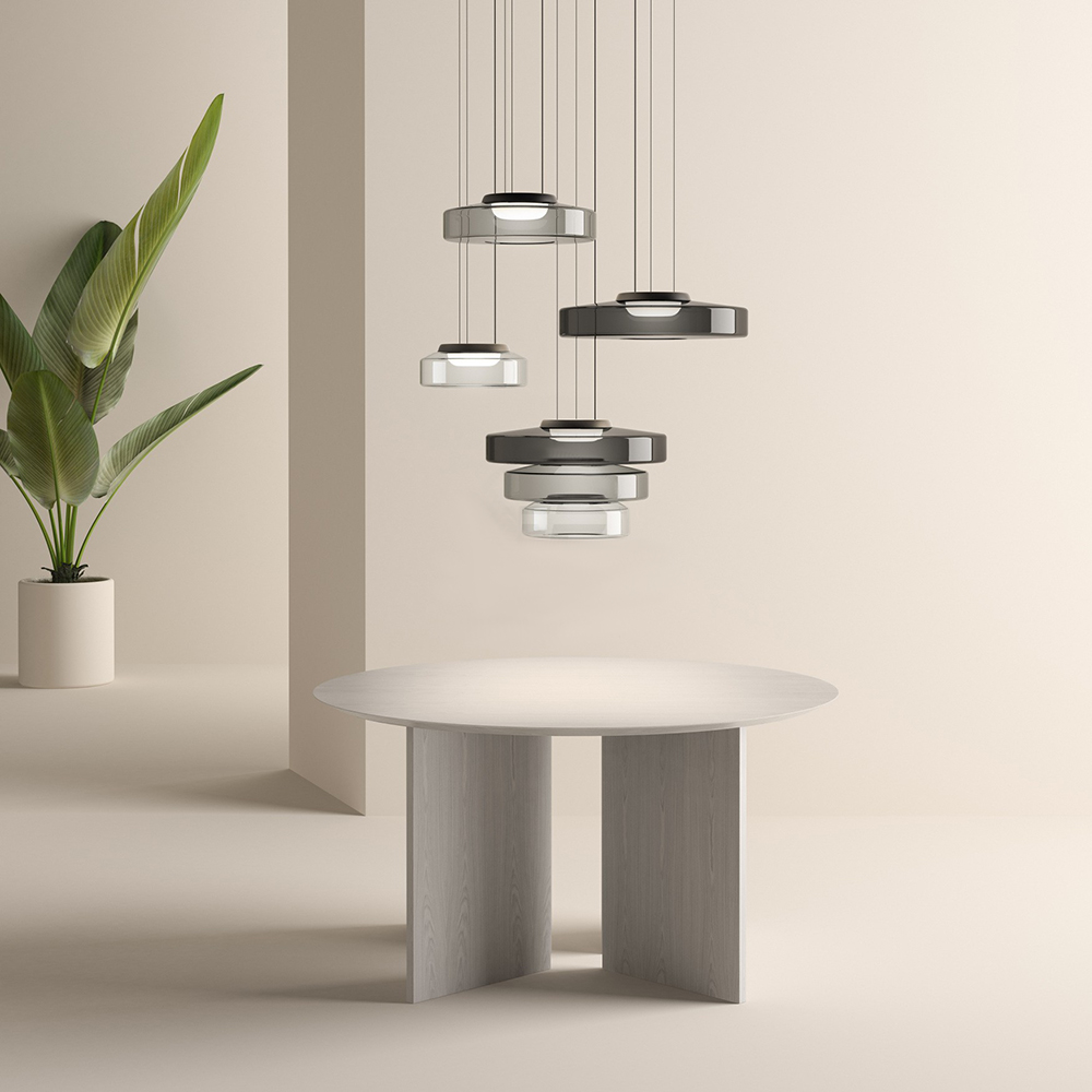 Bauhaus Style Moon Motif Glass Pendant Ceiling Light