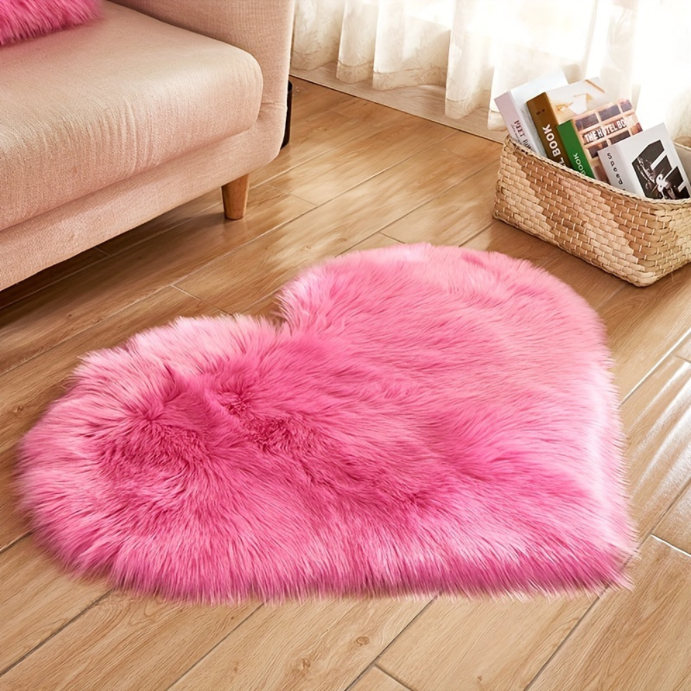 Tappeto a forma di cuore per pavimenti interni con texture morbida