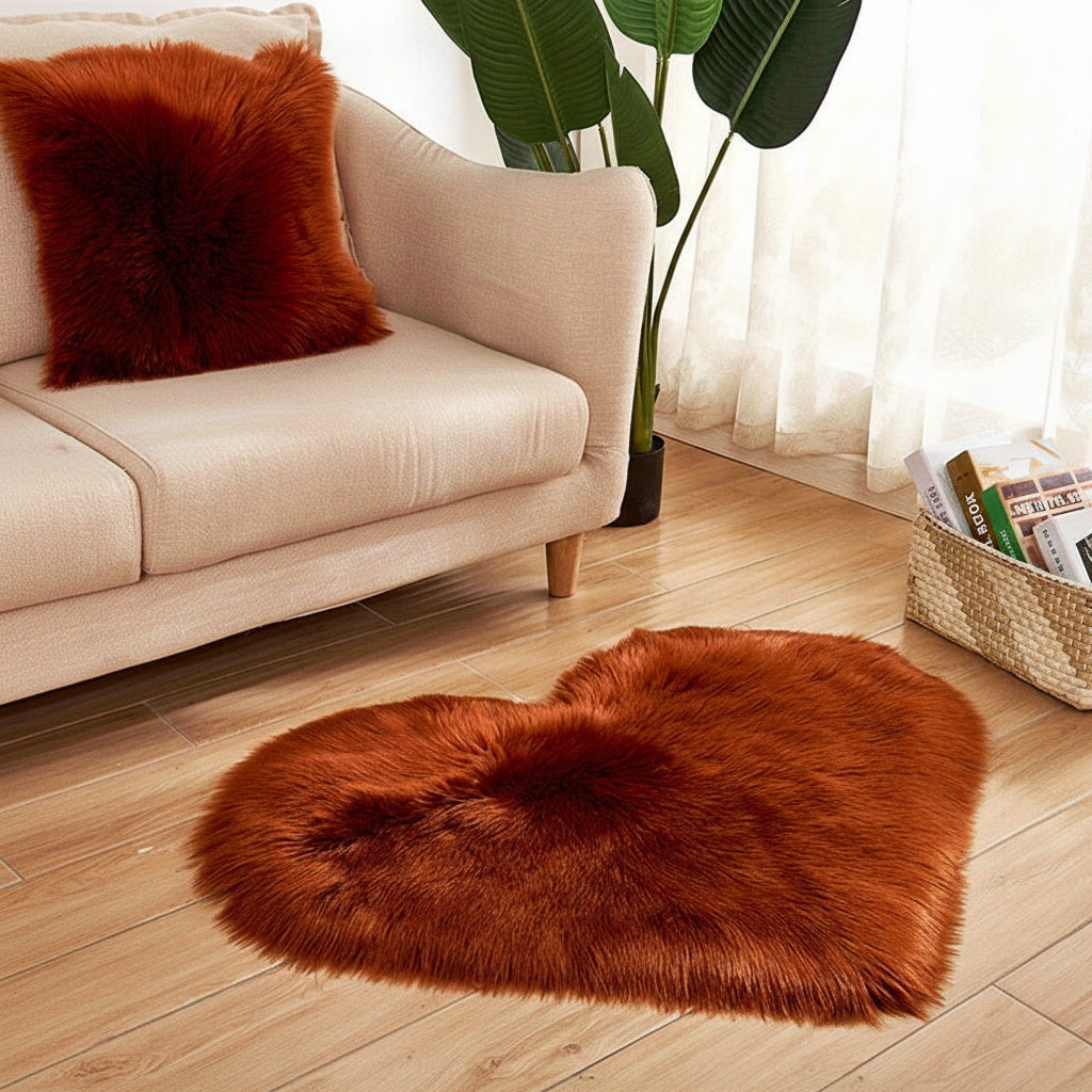 Heart Shaped Rug For Indoor Floors With Plush Texture