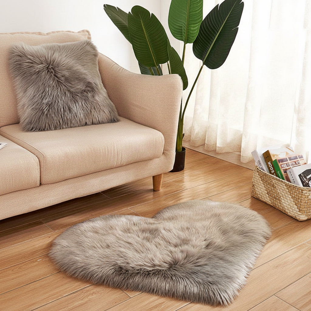 Tappeto a forma di cuore per pavimenti interni con texture morbida