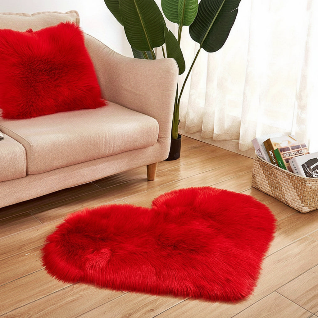 Tappeto a forma di cuore per pavimenti interni con texture morbida