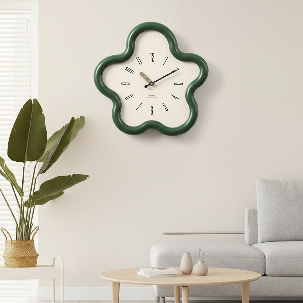 PetalGlow 3D Blomma Pendel Väggklocka med Tyst Rörelse