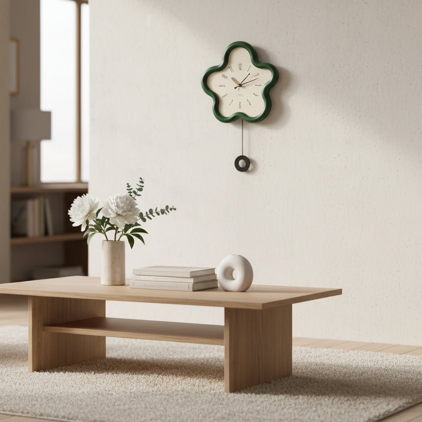 PetalGlow 3D Blomma Pendel Väggklocka med Tyst Rörelse