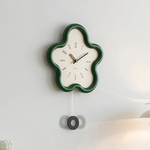 PetalGlow 3D Blomma Pendel Väggklocka med Tyst Rörelse
