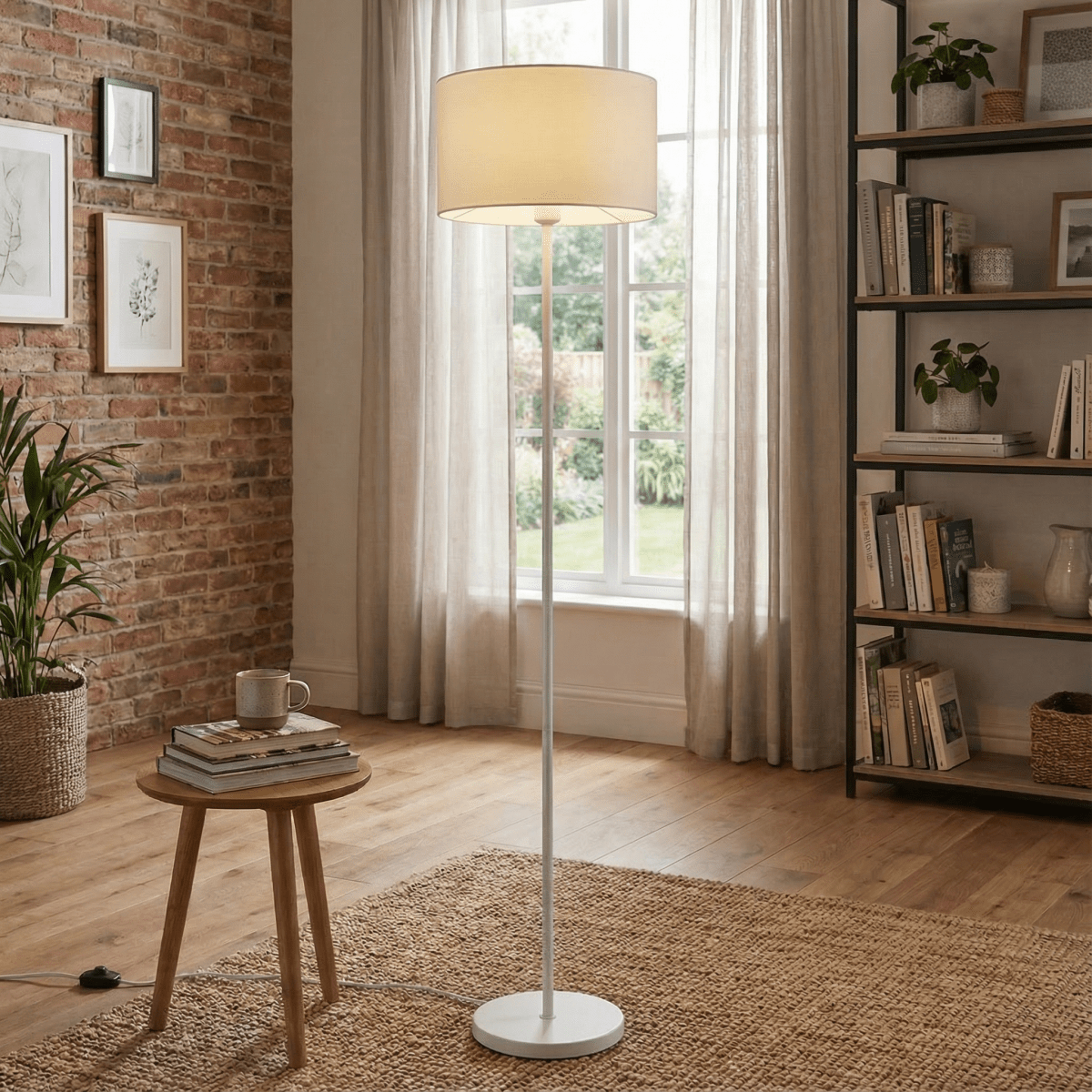 Stoff-Diffusor-Gitter-Stehlampe, modernes Design, 60 Zoll hoch | Rosalyssa