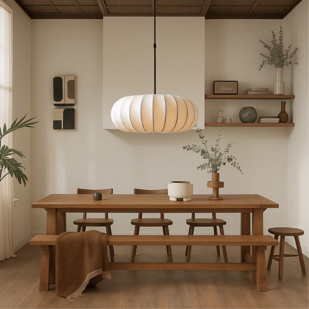 Rund loftlampe med stofskærm, 12-tommer diameter | Rosalyssa