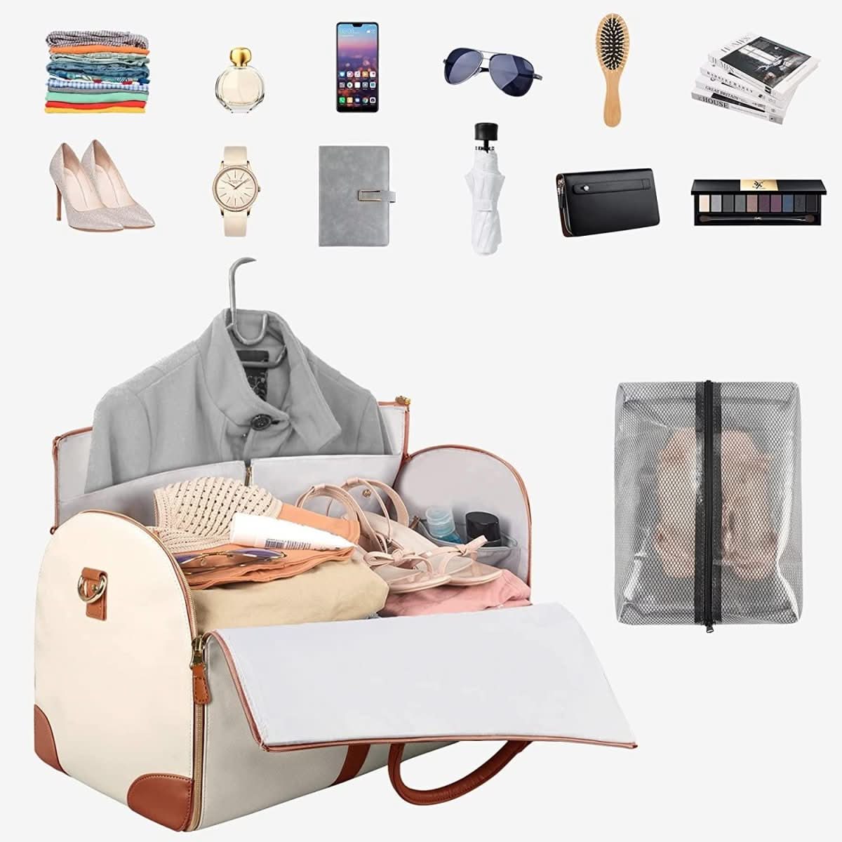 Sac de voyage NovaCarry pliable en cuir PU pour vêtements, résistant aux plis et élégant