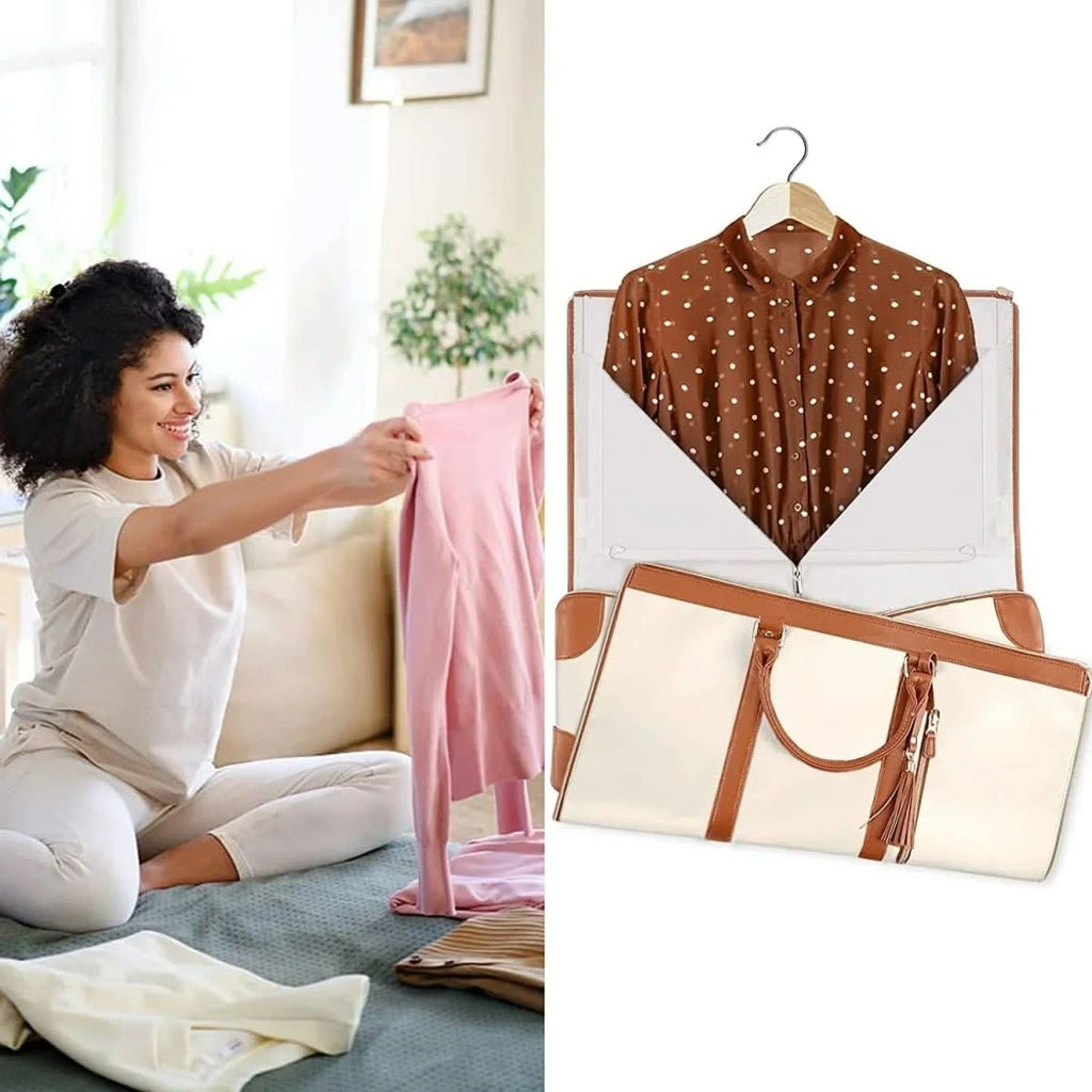 Sac de voyage NovaCarry pliable en cuir PU pour vêtements, résistant aux plis et élégant