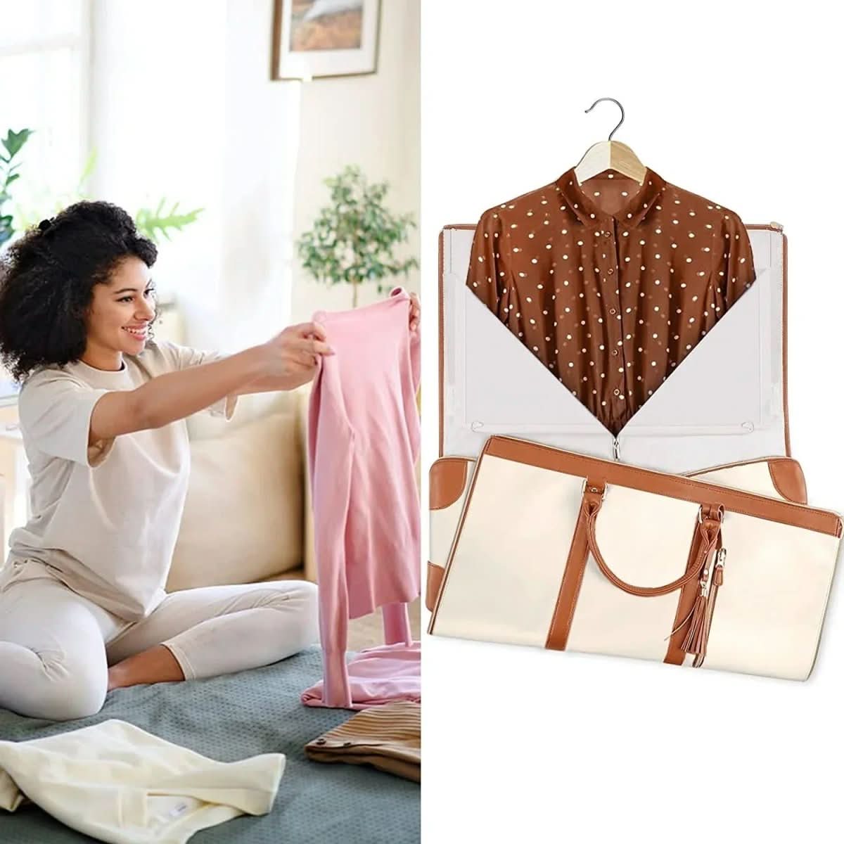 Sac de voyage NovaCarry pliable en cuir PU pour vêtements, résistant aux plis et élégant