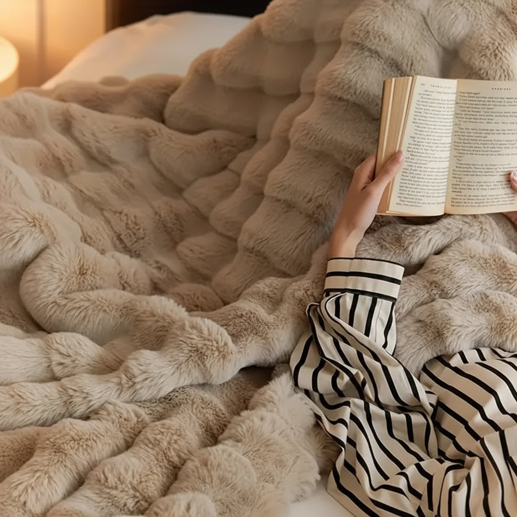 Manta de Pelo Falso Macia e Aconchegante para Sofá e Cama