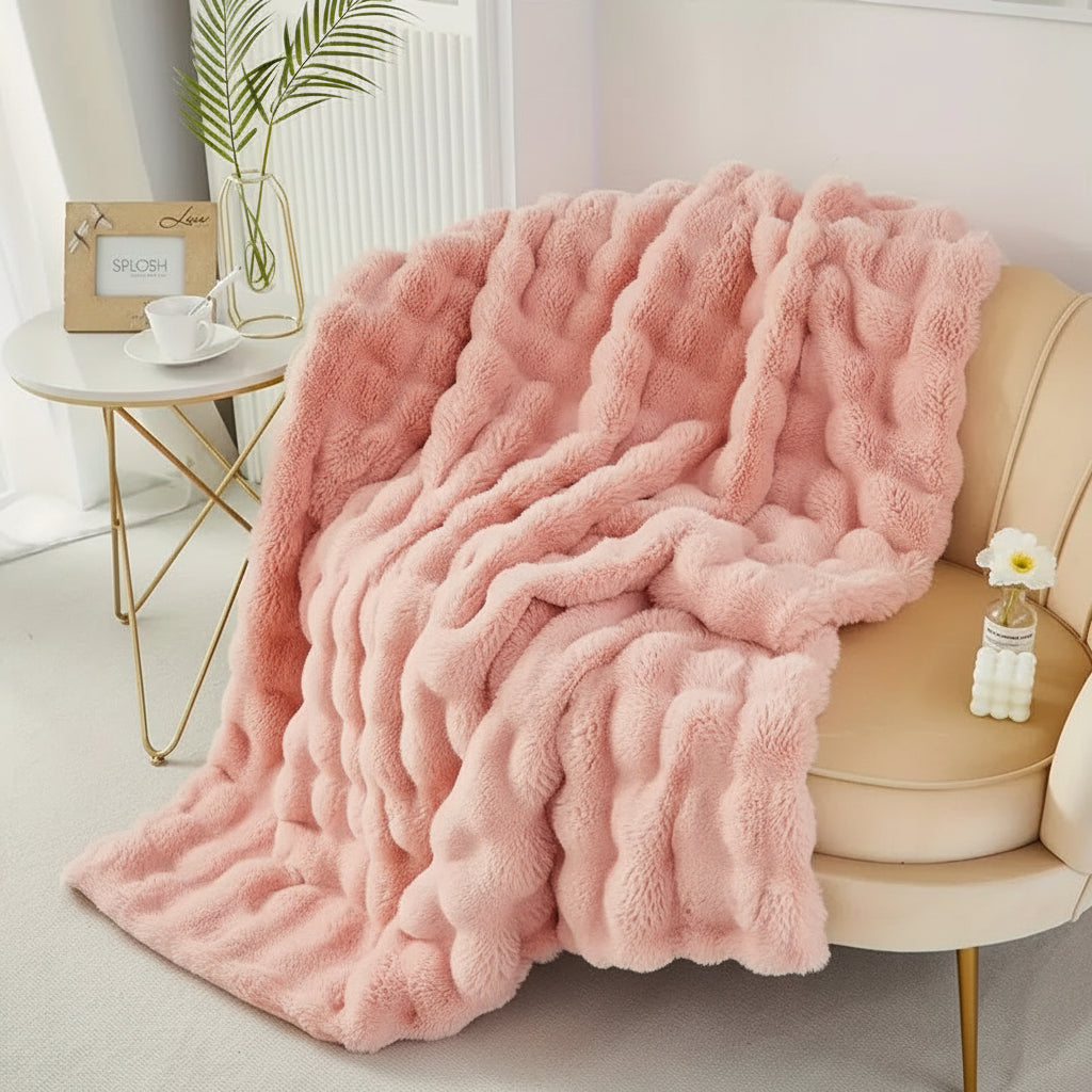 Manta de Pelo Falso Macia e Aconchegante para Sofá e Cama