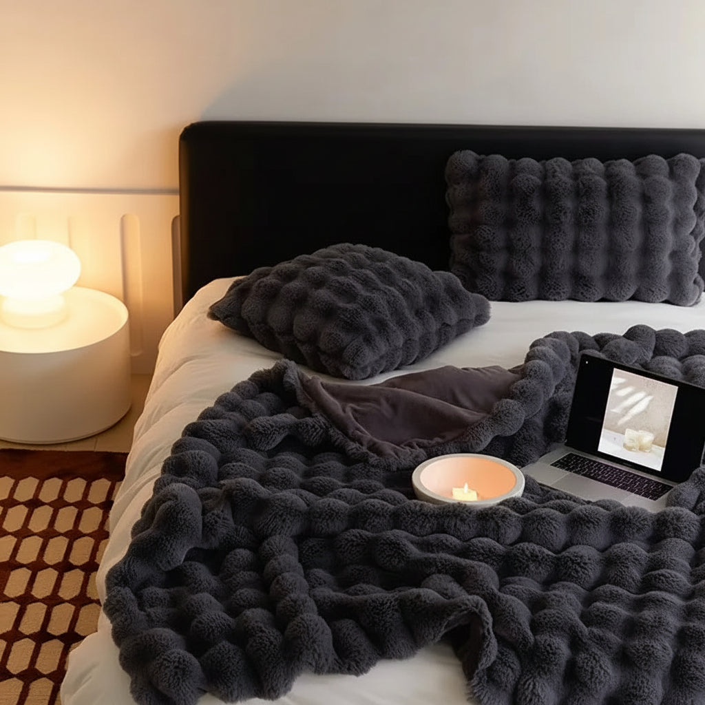 Manta de Pelo Falso Macia e Aconchegante para Sofá e Cama