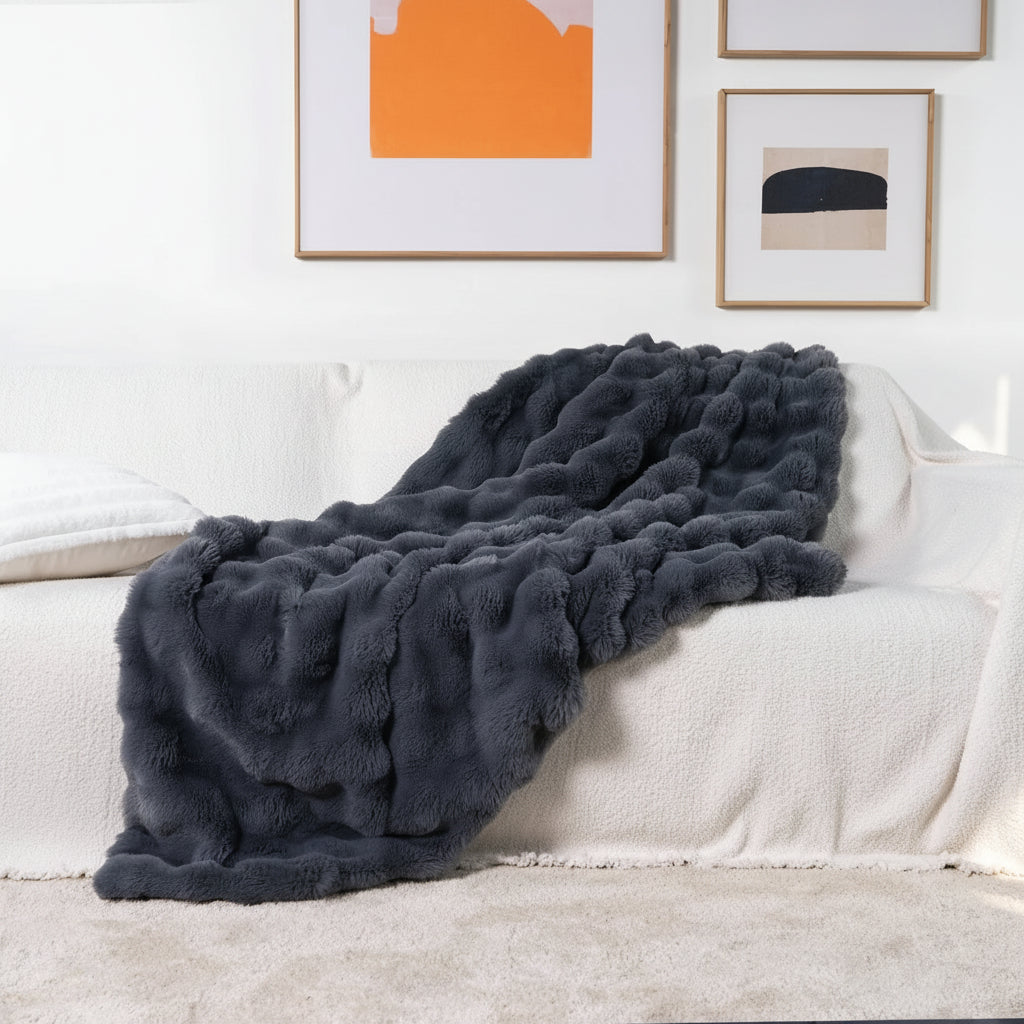 Manta de Pelo Falso Macia e Aconchegante para Sofá e Cama