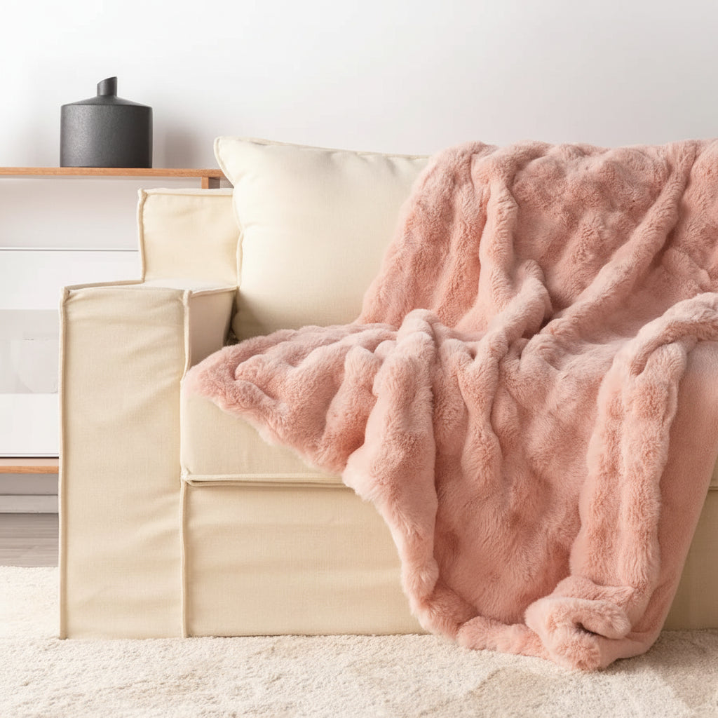 Manta de Pelo Falso Macia e Aconchegante para Sofá e Cama