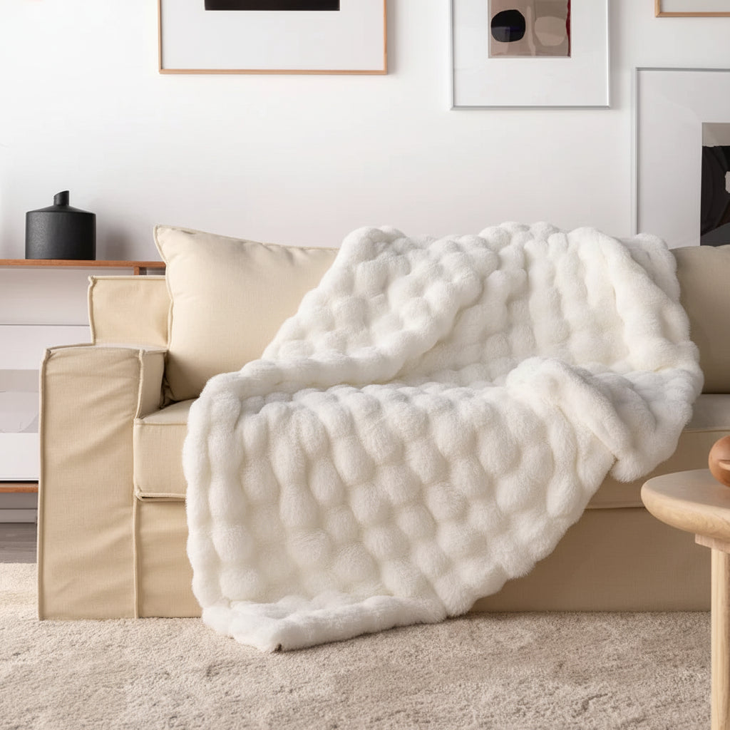 Manta de Pelo Falso Macia e Aconchegante para Sofá e Cama
