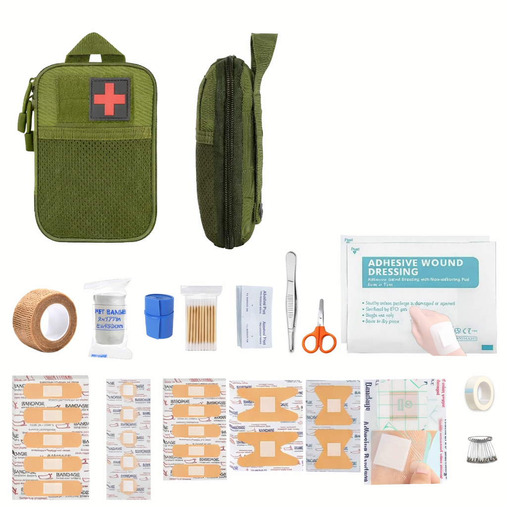 Kit compatto di sopravvivenza da esterno con attrezzatura essenziale per avventure
