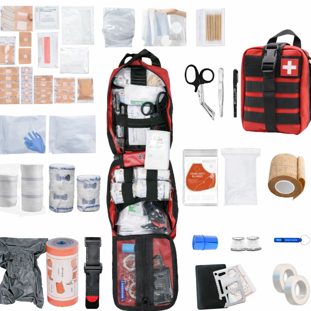 Kit compatto di sopravvivenza da esterno con attrezzatura essenziale per avventure