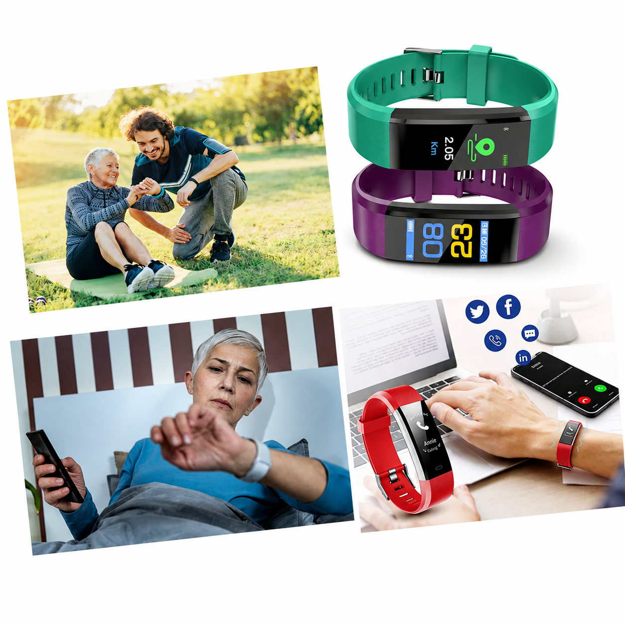 Reloj inteligente con monitor de frecuencia cardíaca y contador de pasos para actividad diaria