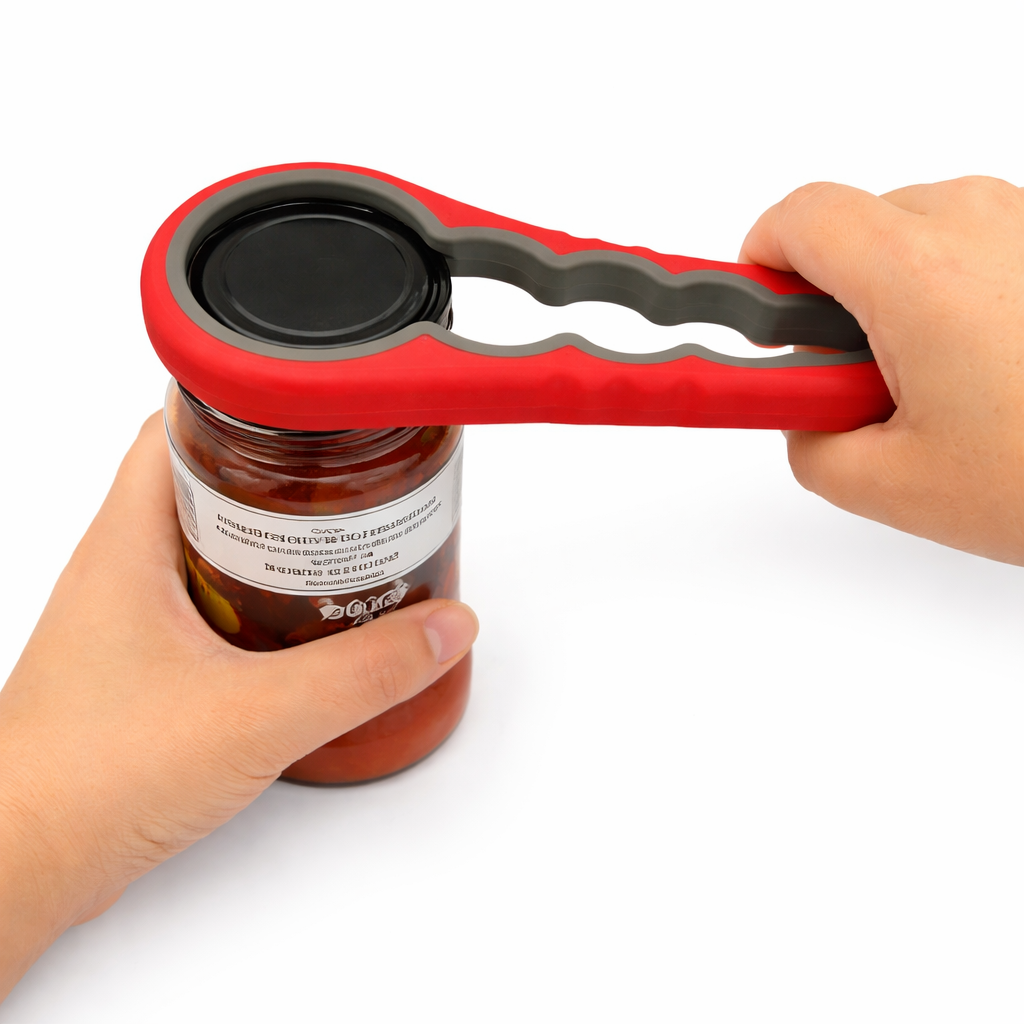 All-in-One-Glas- und Flaschenöffner mit gummiertem Griff