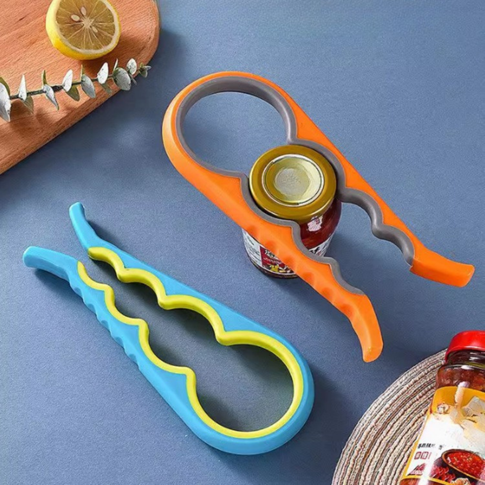 Allt-i-ett burk- och flasköppnare med gummigrepphandtag