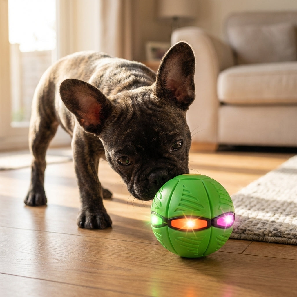 Jouet Frisbee pliable plat en balle pour chien avec lumières LED | Rosalyssa
