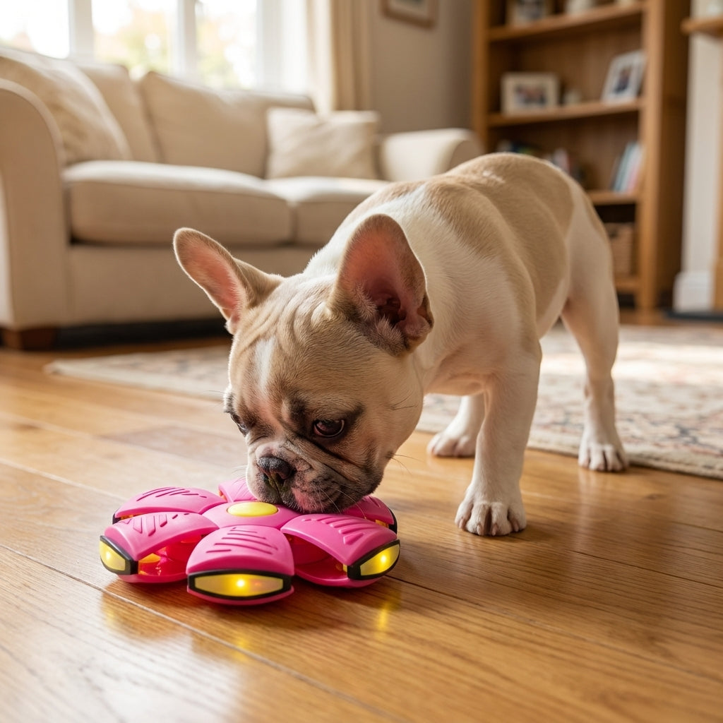 Jouet Frisbee pliable plat en balle pour chien avec lumières LED | Rosalyssa