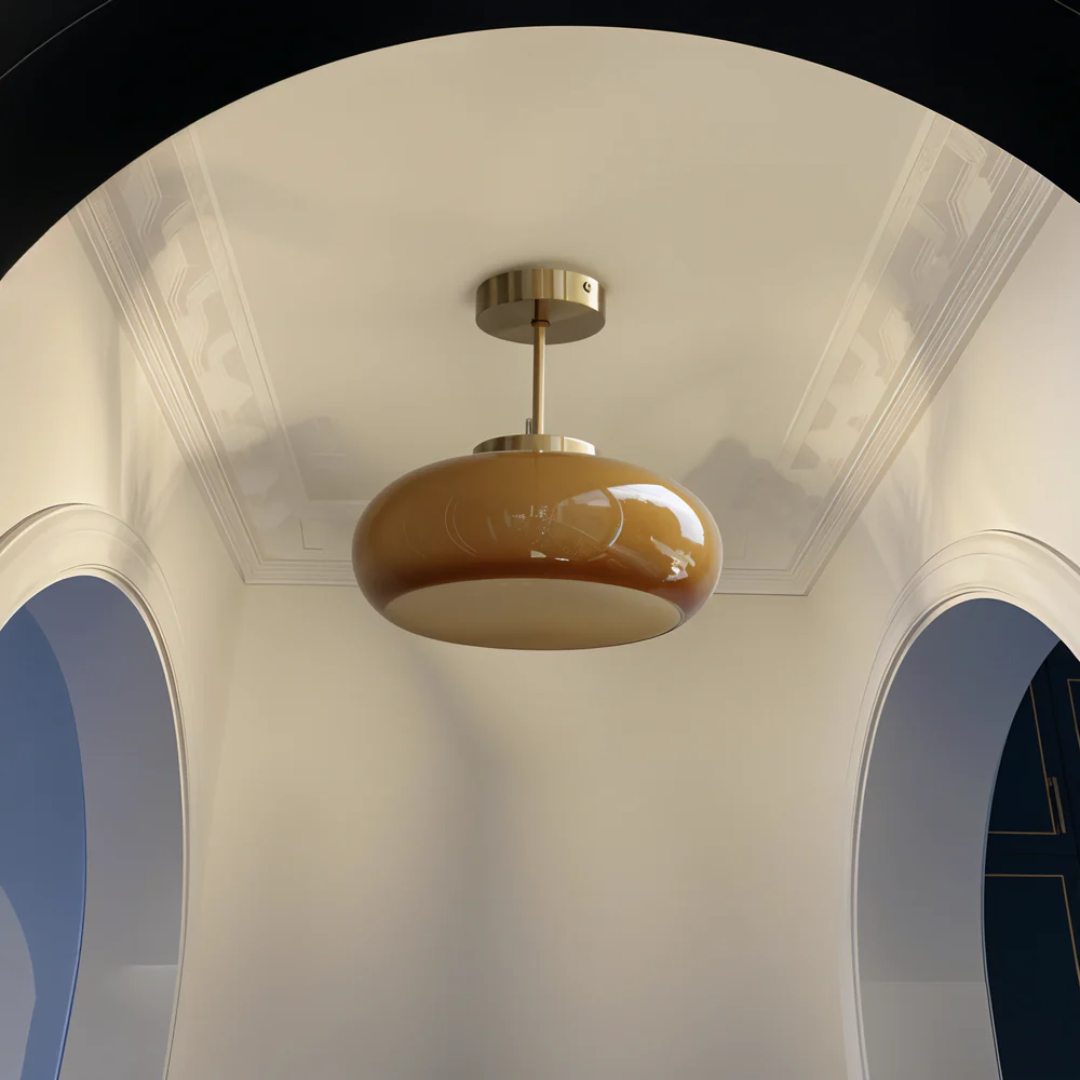 Glass Ceiling Lamp Vintage Round, LED 12W For Modern Minimalist Interiors