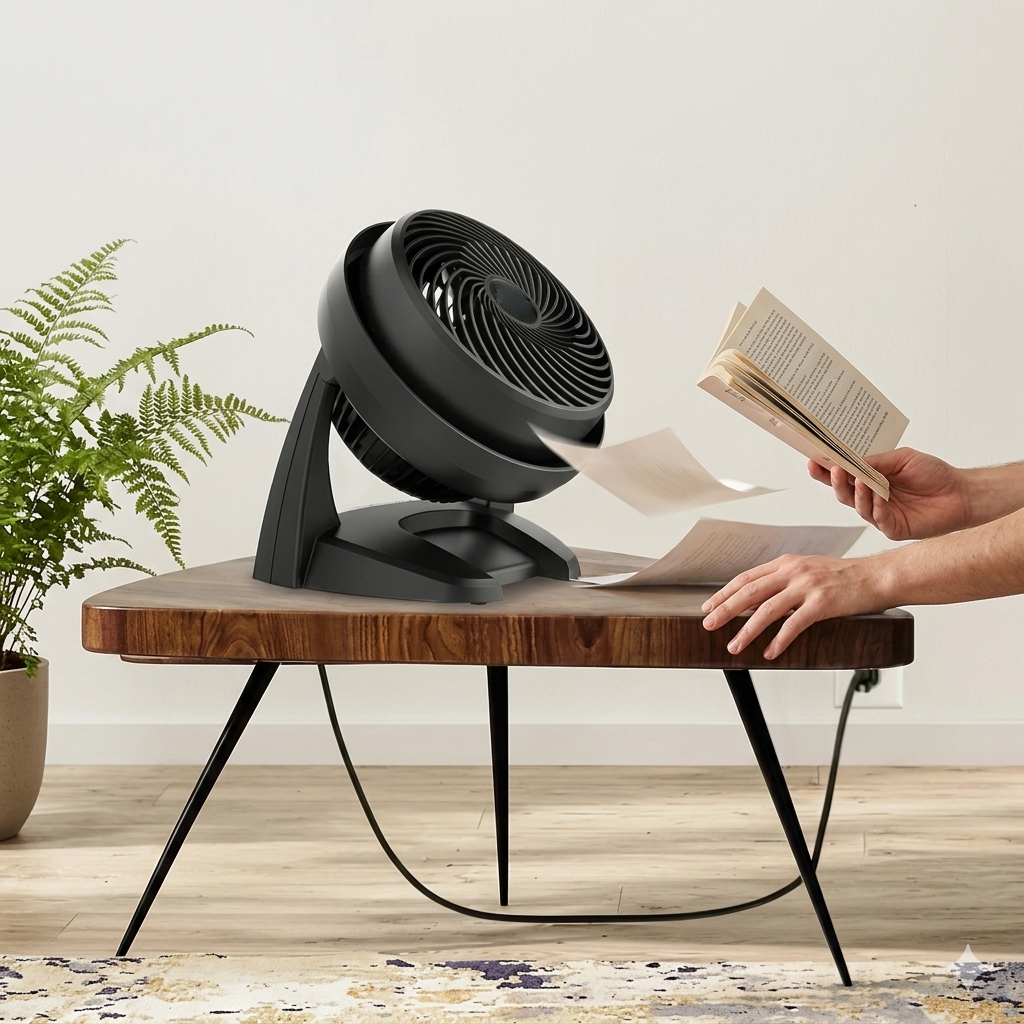 Ventilatore da pavimento regolabile con testa inclinabile per una circolazione dell'aria domestica efficiente