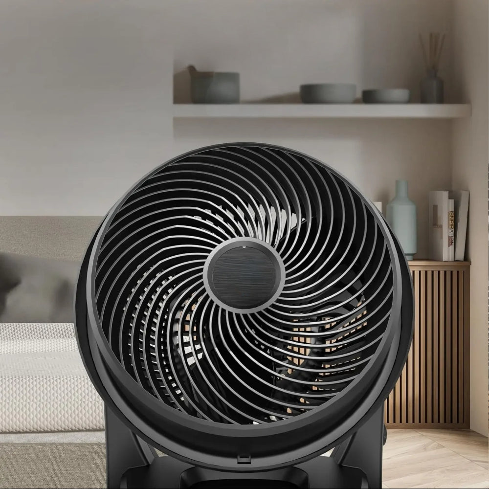 Ventilatore da pavimento regolabile con testa inclinabile per una circolazione dell'aria domestica efficiente