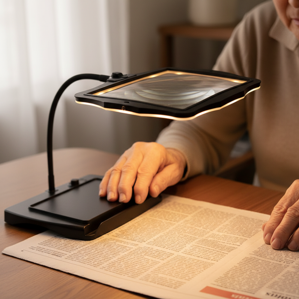 Verstellbare Schreibtischlampe mit Vergrößerungsglas für Lesen und Bastelprojekte