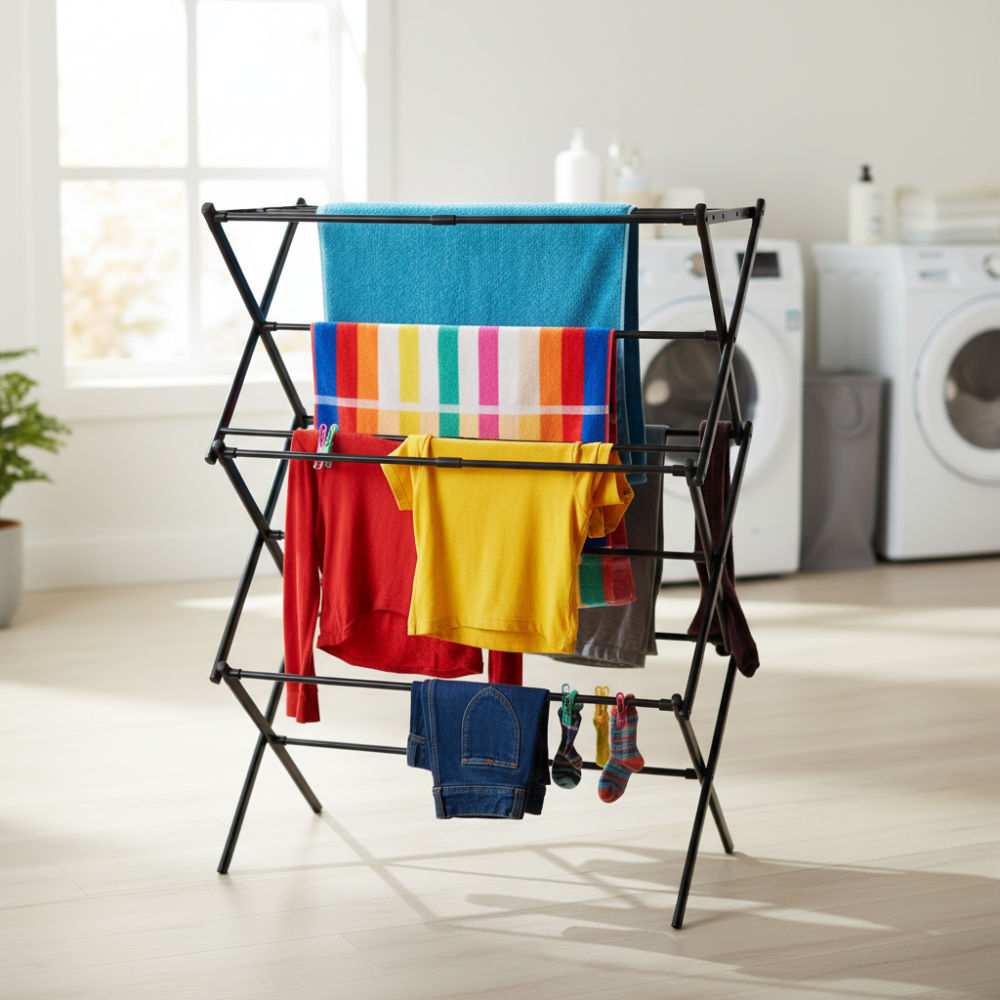 Chrome Metal Foldable Laundry Drying Rack For Clothes