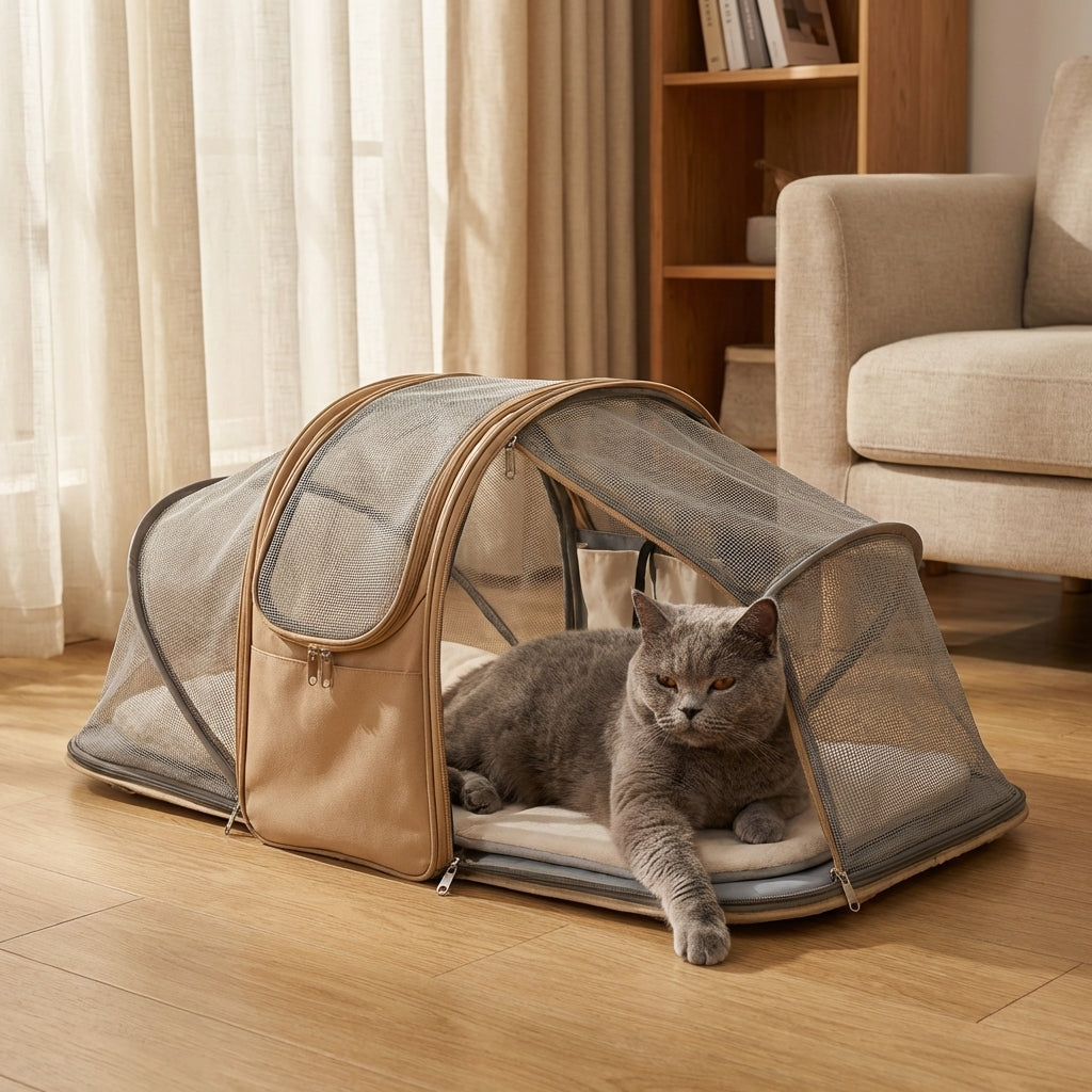 Foldable Pet Carrier Bag With Expandable Tent Nylon Up To 4 Kg | Rosalyssa