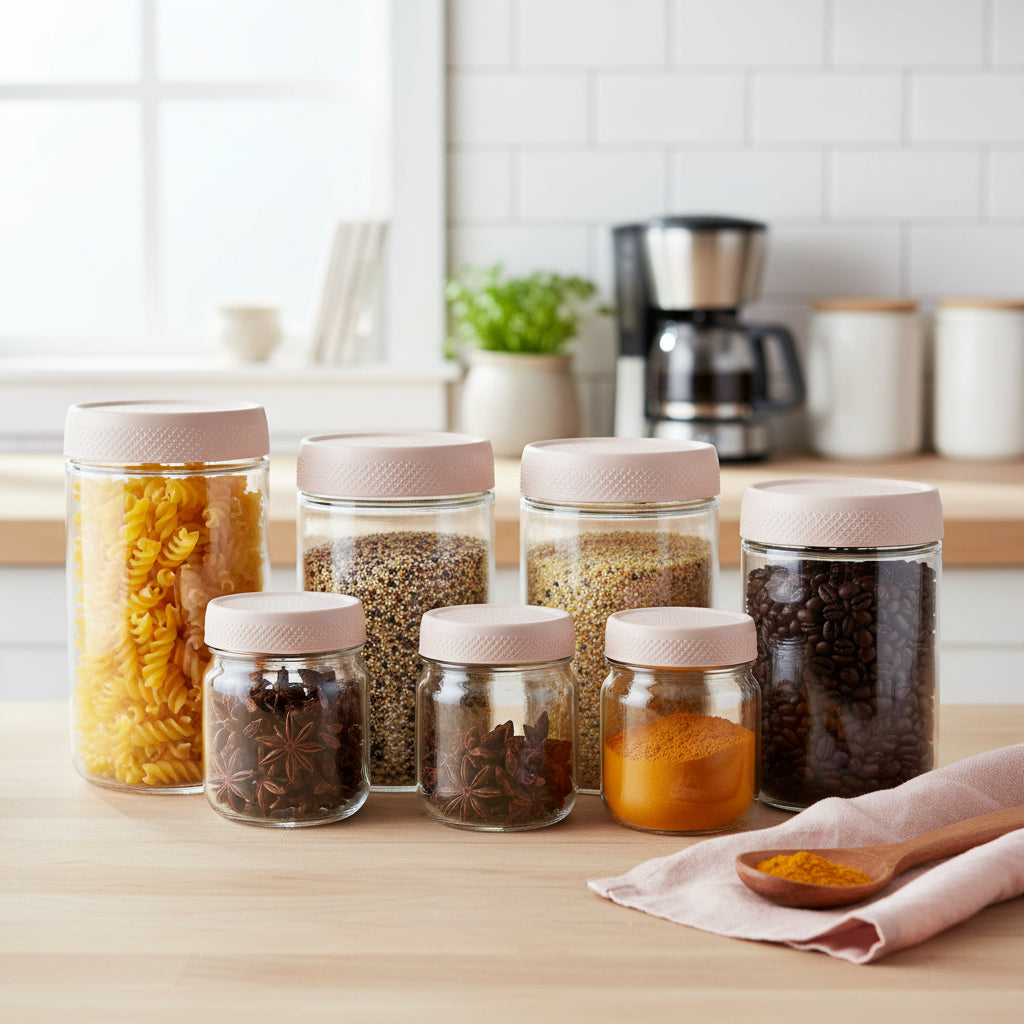 Luftdichte Glasbehälter für stapelbare Küchenaufbewahrung Set