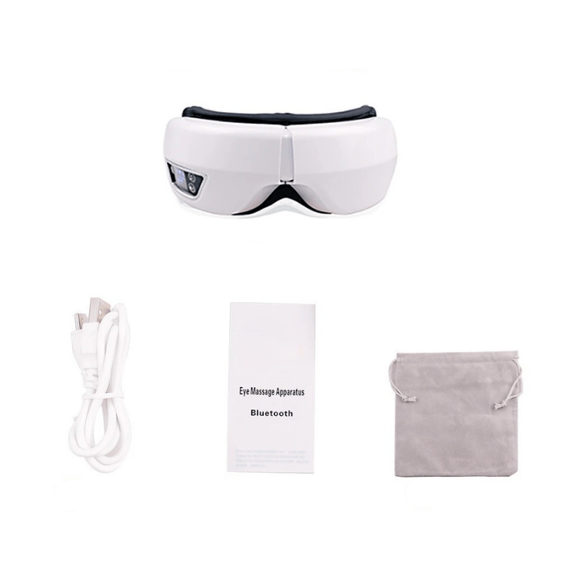 Masażer oczu LuminaFlex 6D z ciśnieniem powietrza, podgrzewaniem, wibracjami, Bluetooth i składany