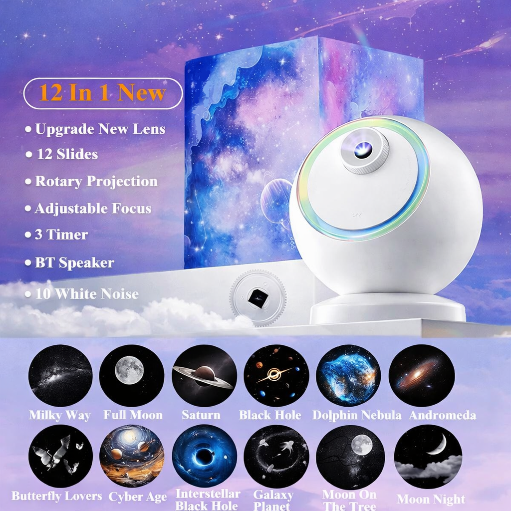 Star Projector Bluetooth Galaxy Night Light With Rotating LED